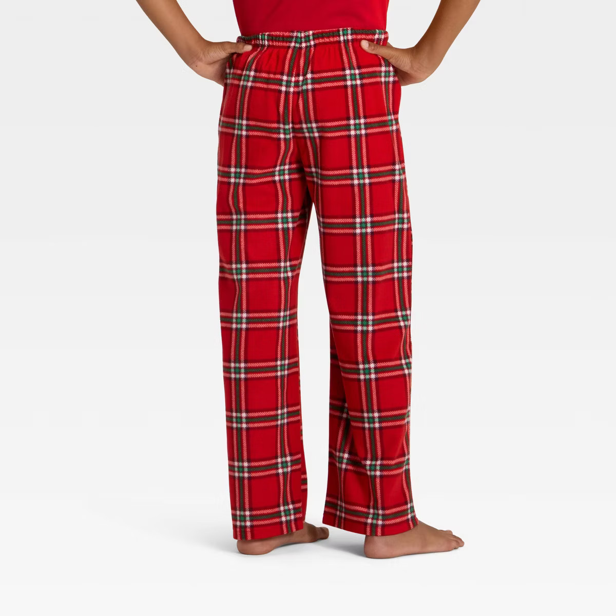 Kids' Plaid Microfleece Holiday Matching Family Pajama Pants - Wondershop™ Red L | Target