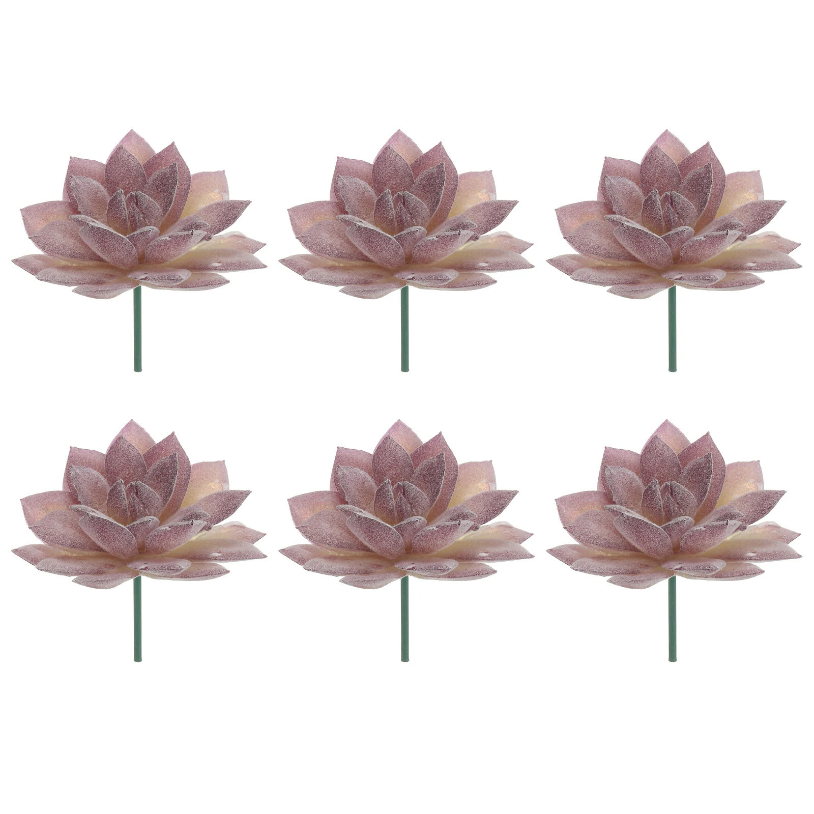 Unique Bargains 6pcs Artificial Succulent Plants Small Realistic Fake Plants Colorful Faux Artificial Flocking Lotus Flowers for Home Office Garden | Lowe's