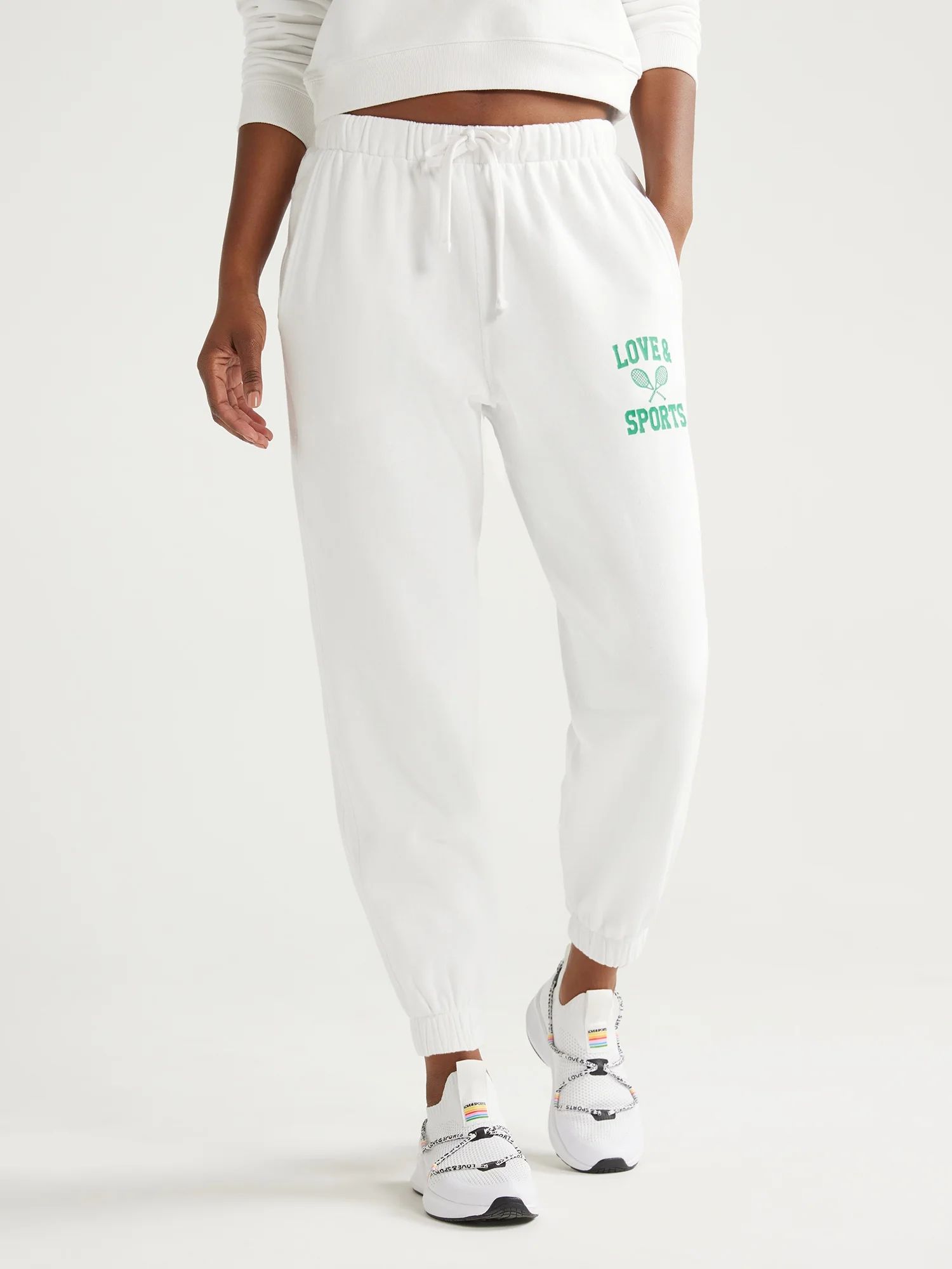 Love & Sports Women’s French Terry Graphic Jogger Pants, 26” Inseam, Sizes XS-XXXL | Walmart (US)