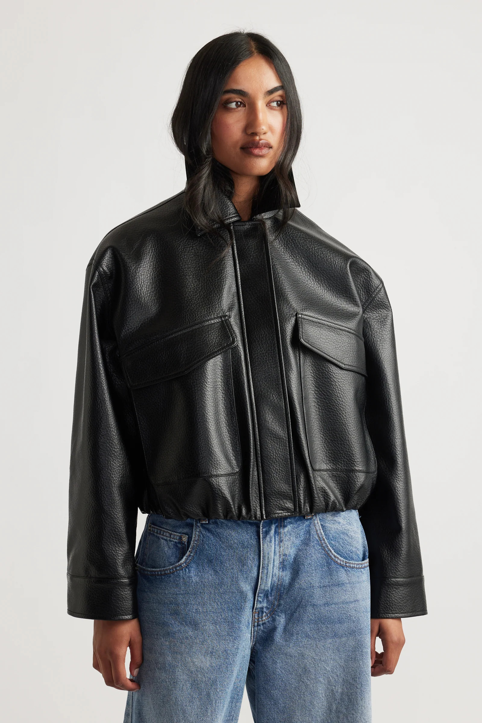 Reece Faux Leather Jacket - Black | DECJUBA