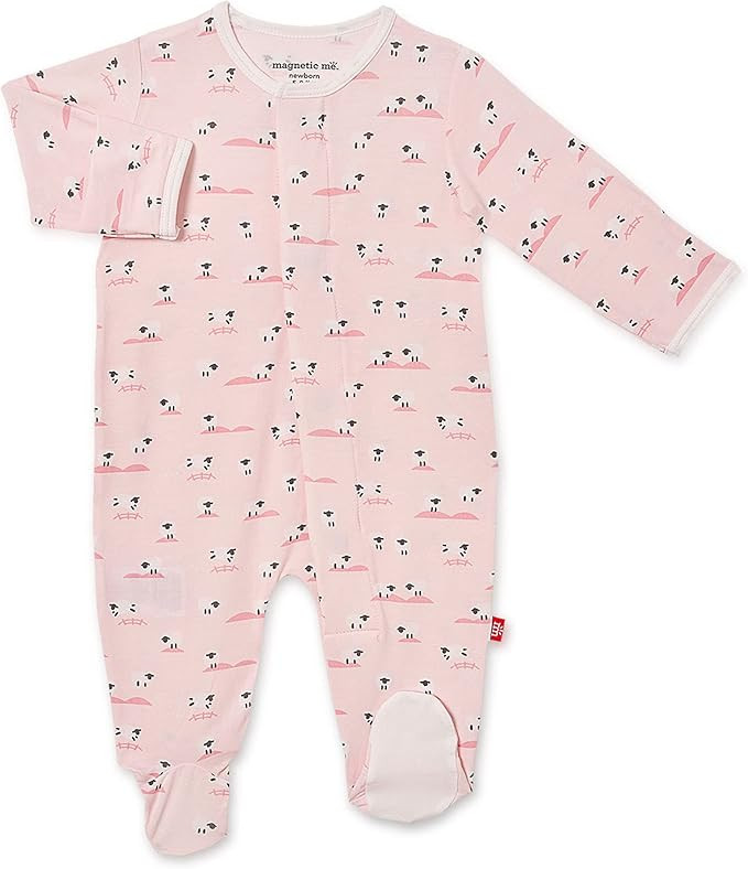 Magnetic Me Footie Pajamas Soft Modal Baby Girls Sleepwear Quick Magnetic Fastener Sleeper Baa Ba... | Amazon (US)