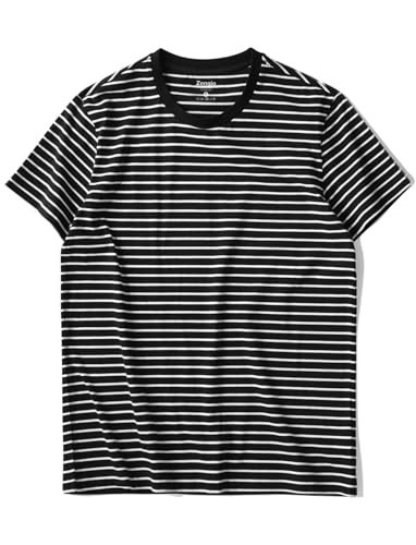 Zengjo Black and White Striped Shirt (Black&White Stripes,XXL) | Amazon (US)