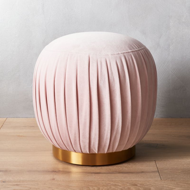 Pleated Blush Ottoman-StoolCB2 Exclusive  | In stock and ready for delivery to ZIP code  49301 Ch... | CB2