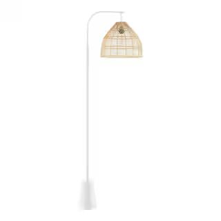 Hampton Bay Ambrose 65 in. White 1-Light Arc Floor Lamp with Nature Rattan Shade RS22031231NA - T... | The Home Depot
