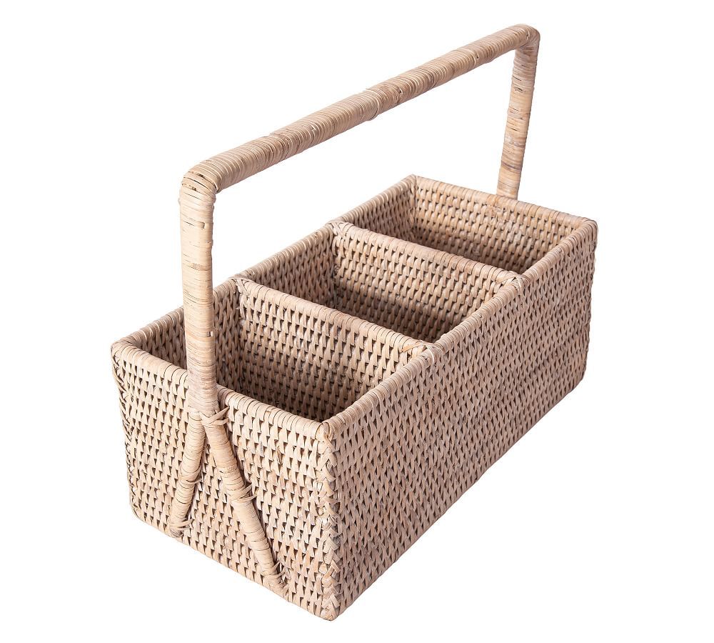 Tava Handwoven Rattan Rectangular Flatware Caddy | Pottery Barn (US)