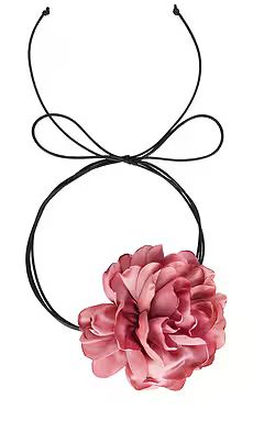 petit moments Rosa Flower Necklace in Pink & Black from Revolve.com | Revolve Clothing (Global)