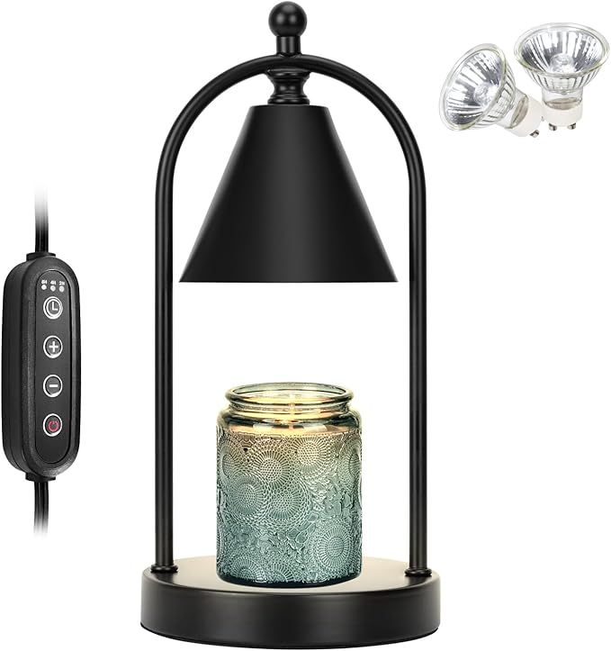 Candle Warmer Lamp with Timer, Electric Black Candle Warmer Light for Bedroom, Dimmable Wax Melts... | Amazon (US)