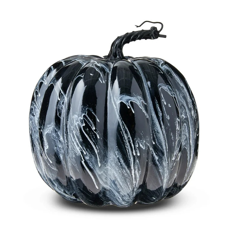 Marbled Foam Pumpkin Tabletop Decor, Black & White, 8.5", Harvest by Way To Celebrate | Walmart (US)