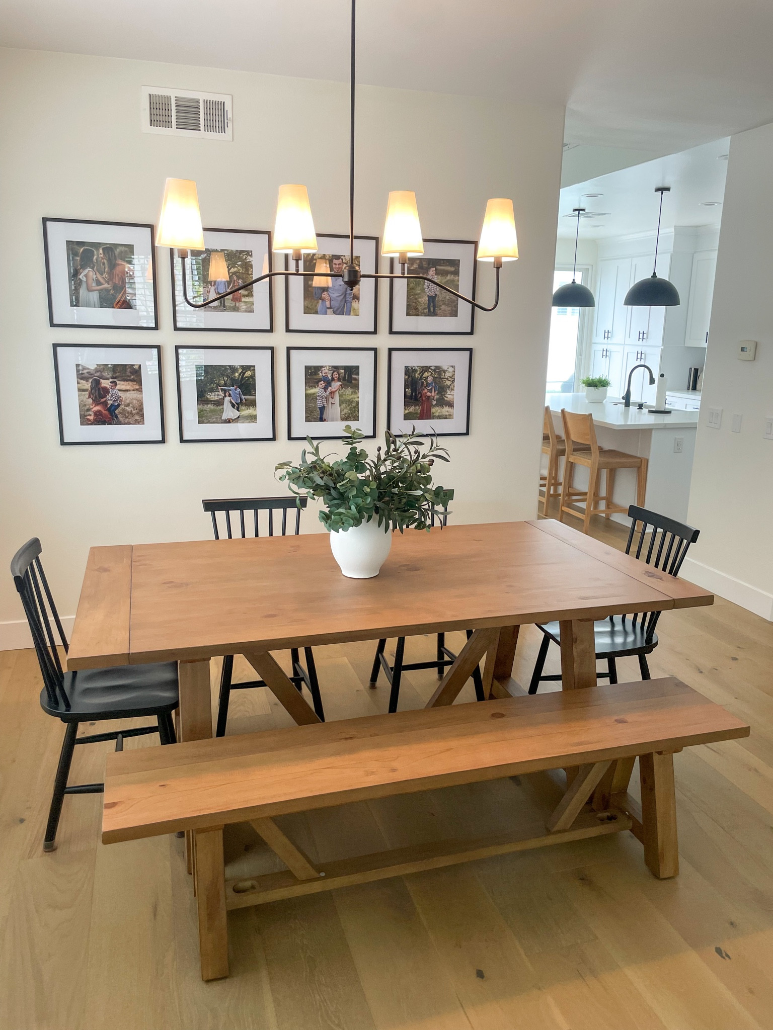 Slowly but surely are home is coming together . I’m obsessed with this table. The quality is so good! I searched high and low for inexpensive squared frames, these are seriously so pretty in person! 😍😍😍😍

#home #diningroom #gallerywall #frames #gallerywallframes #homedecor  