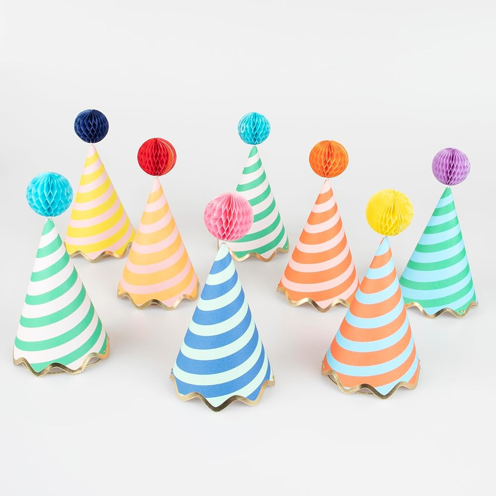 Meri Meri Birthday Party Hats, Pack of 8 Bright and Colorful Cone Birthday Hats for Kids & Adults... | Amazon (US)