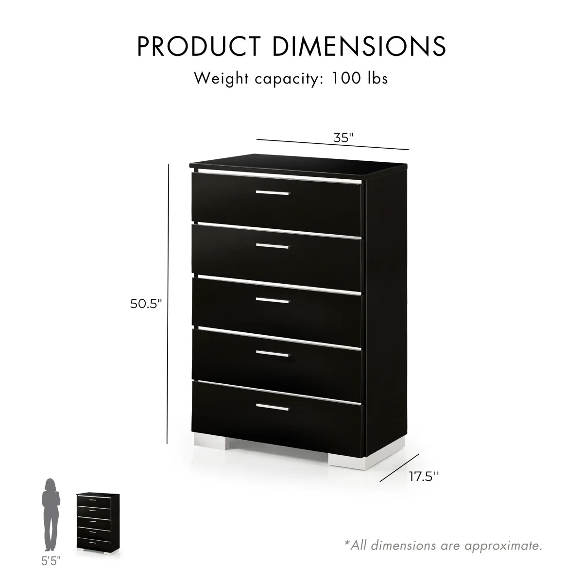 Arosh 35'' W 5 - Drawer Dresser | Wayfair North America