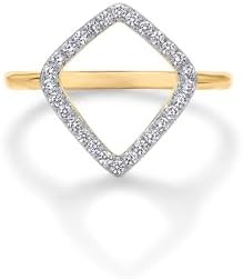 PAVOI 14K Gold Plated Two Toned Mixed Metals Diamond-Shaped Geometric Ring for Women with Cubic Z... | Amazon (US)