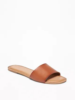 Faux-Leather Slide Sandals for Women | Old Navy US