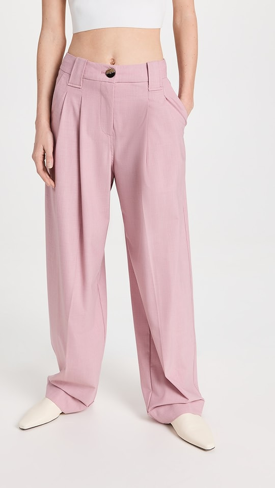 Drapey Melange Loose Mid Waist Pleat Pants | Shopbop