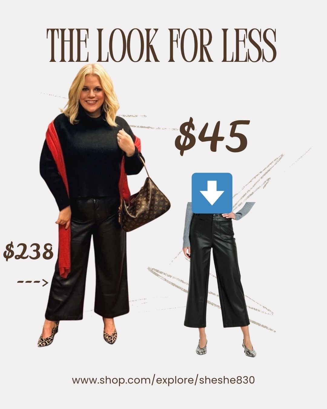 So, today I had to run to Target to pick up a prescription.
While I was waiting for it to be filled, I poked around the store.
Well, imagine my surprise when I saw these pants. These are so similar to the ones I wore out Saturday night. The only difference is $200!
I do love the ones that I bought. However, would I have gotten the $45 dollar pair instead if I had known about them?
ABSOLUTELY!

Holiday outfits, date night outfits, leather pants, Sailor pants, save, Thanksgiving outfits 

#LTKFindsUnder50 #LTKHoliday #LTKootd