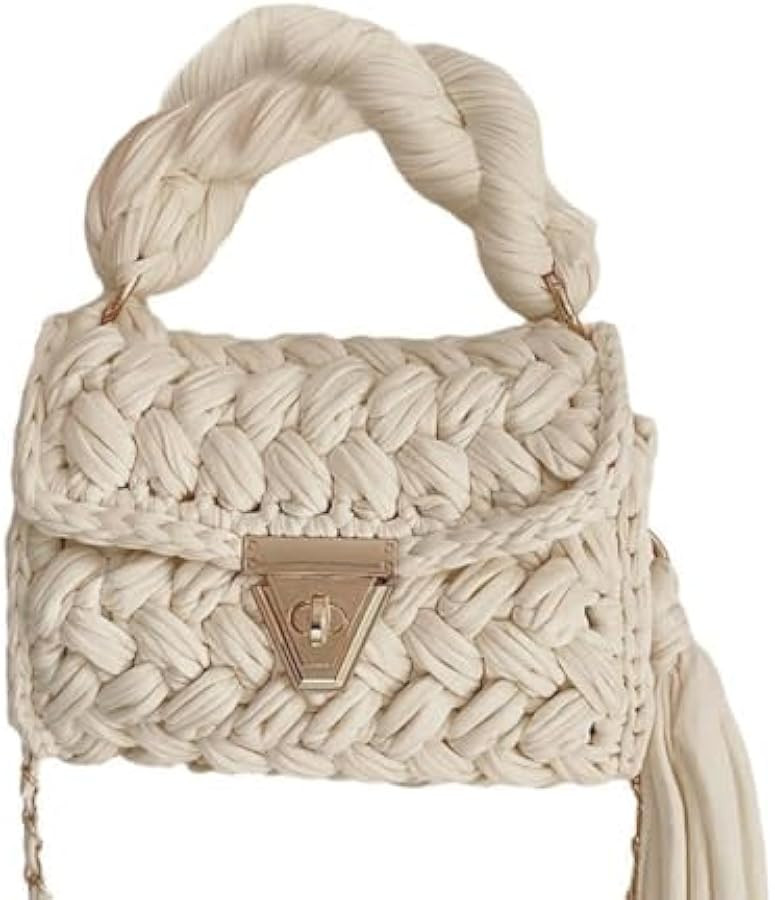 Women's Handwoven Tote Bags,Chunky Yarn Crochet Purse Crossbody Bags,Shoulder Bag Crochet Handbag... | Amazon (US)