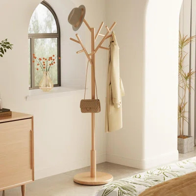 Solid Wood Coat Rack Freestanding with 12 Hooks, Coat tree freestanding 3 Adjustable Heights for coat | Wayfair North America