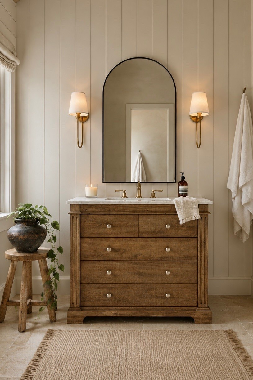 Amazon Bathroom Finds

Follow @farmtotablecreations on Instagram for more beautiful home inspiration and Amazon finds.

This warm neutral bathroom setup feels straight out of a luxury designer home with the gorgeous wood vanity, timeless brass sconces, arched mirror, rustic stool styling, and elevated organic details. Loving how collected and cozy these Amazon finds look together while still feeling clean, timeless, and high-end. 🤍

#amazonhome #bathroomdesign #bathroomdecor #amazonfinds #homedecor

bathroom vanity | amazon bathroom finds | brass sconces | arched mirror | neutral bathroom | accessible beige | bathroom styling | mcgeeandcoinspired | warm neutral decor | rustic vanity | bathroom lighting | modern farmhouse bathroom | cozy bathroom ideas | marble countertop | vanity mirror | amazon decor finds | designer look for less | bathroom refresh | organic modern bathroom | neutral home decor | bathroom inspiration | bathroom makeover | luxury bathroom style | wood vanity | home decor finds

#LTKHome #LTKSaleAlert