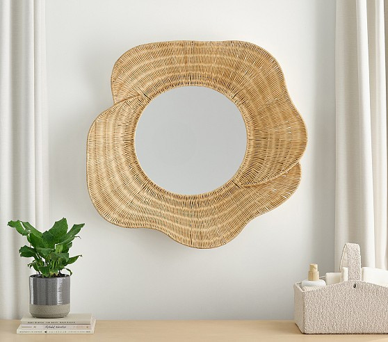 Rattan Natural Wavy Mirror (30") | Pottery Barn Kids