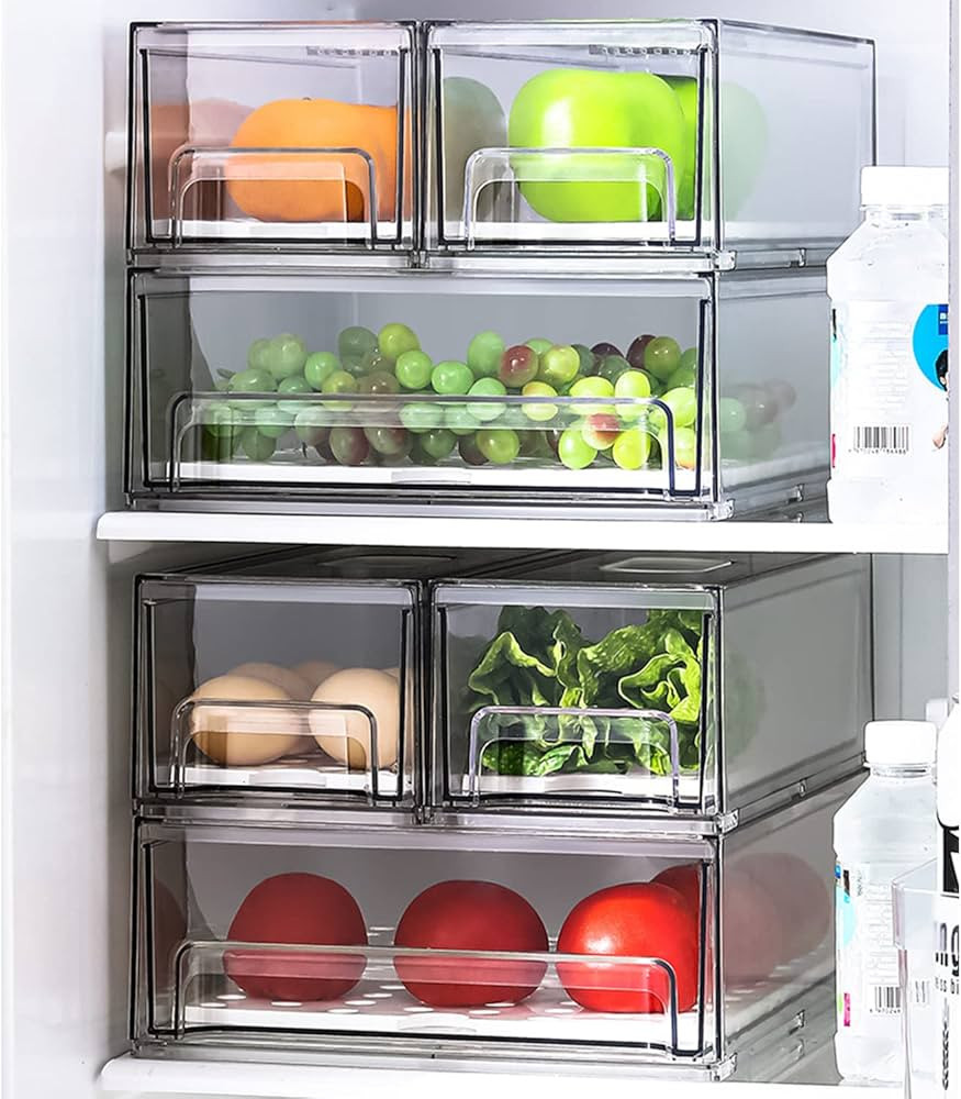 Yatmung Fridge Drawers with Ventilation System - Stackable clear plastic organizer drawers -Fruit... | Amazon (US)
