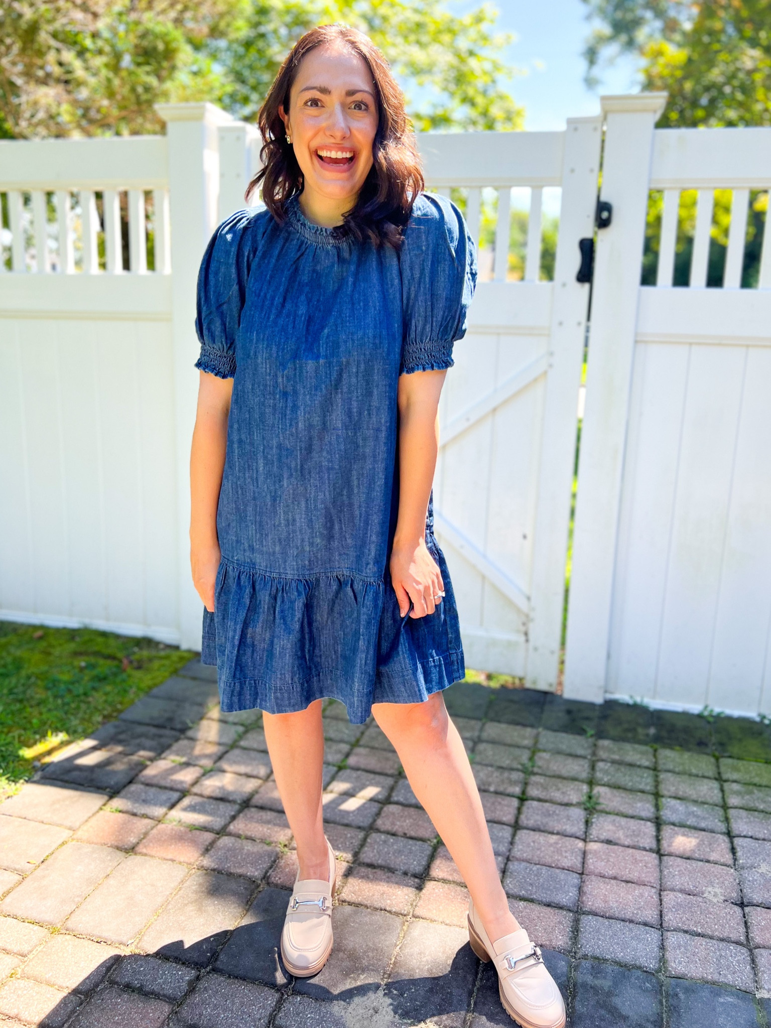 white christmas dresses Free People Atlas Denim Mini Dress – Adeline