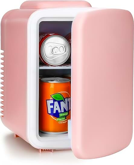 Simple Deluxe Mini Fridge, 4L/6 Can Portable Cooler & Warmer Freon-Free Small Refrigerator Provide Compact Storage for Skincare, Beverage, Food, Cosmetics, Pink New | Amazon (US)