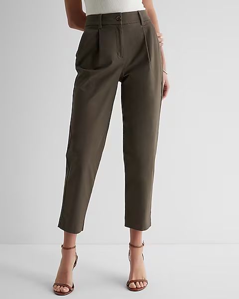 High Waisted Pleated Ankle Chino Pant | Express