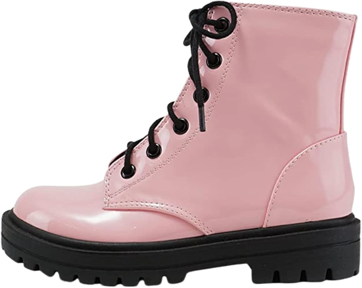 Soda Firm-IIS Girls Lace Up Side Zipper Vegan Leather Lug Sole Combat Boots | Amazon (US)