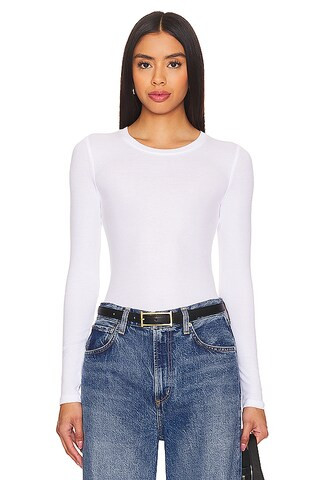 Favorite Daughter The Ribbed Long Sleeve Top in White from Revolve.com | Revolve Clothing (Global)