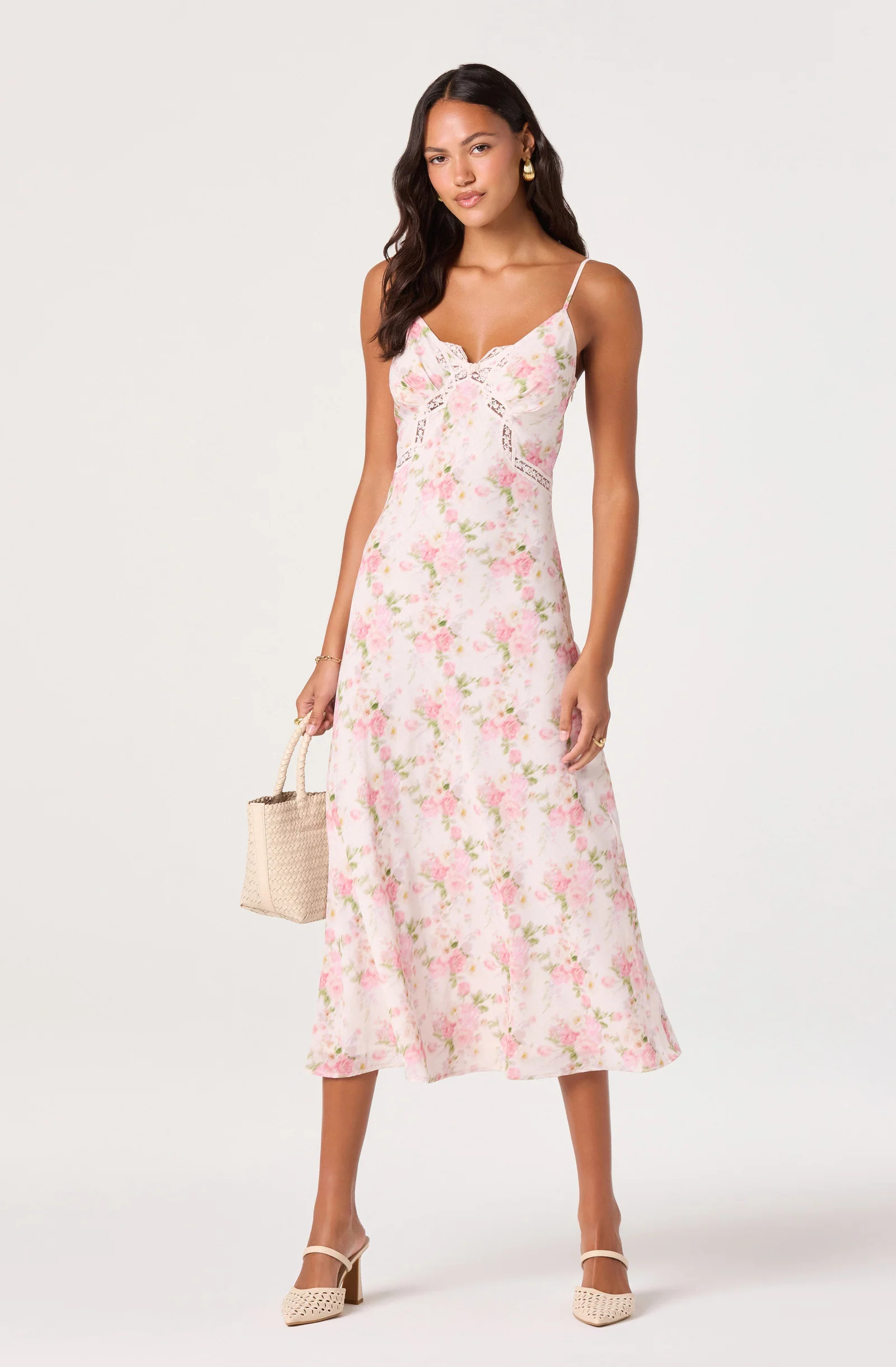 Liran Floral Midi Dress - Pink floral / XS | ASTR The Label (US)