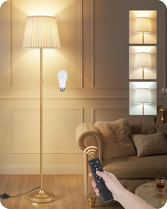 Dimmable Floor Lamp for Living Room, 68" Tall Standing Lamp, Reading Light with Remote & Foot Ped... | Amazon (US)