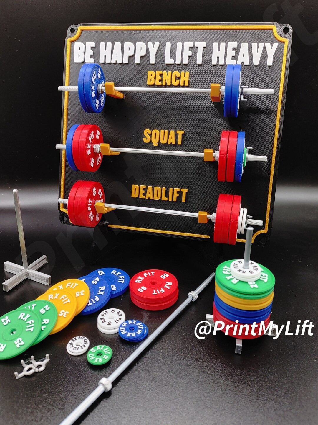 Weightlifting personal tracking board, 3 lifts, show off your work with miniature barbells for yo... | Etsy (DACH)