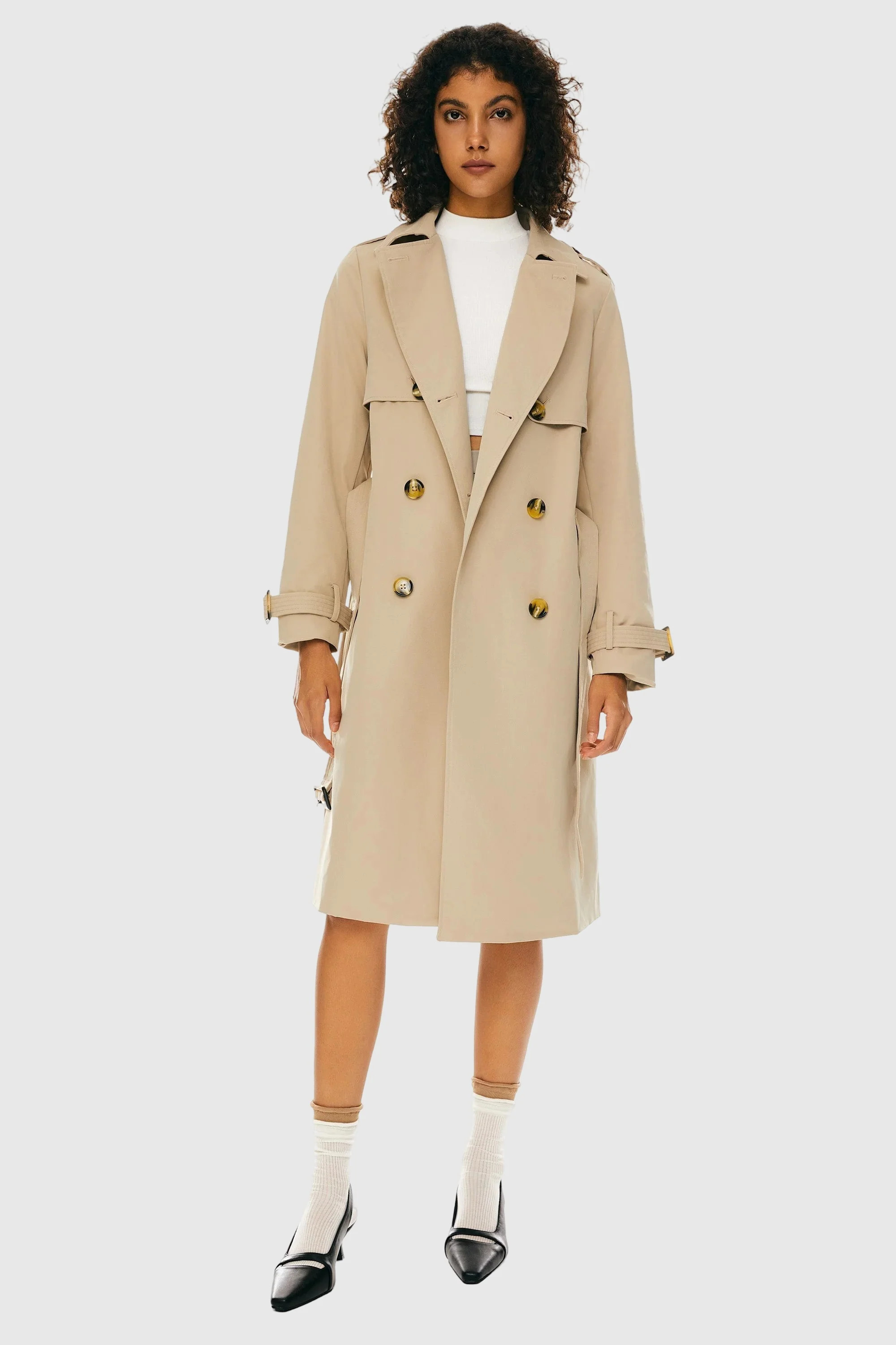 Orolay Women's 3/4 Length Belted Double-Breasted Trench Coat | Orolay