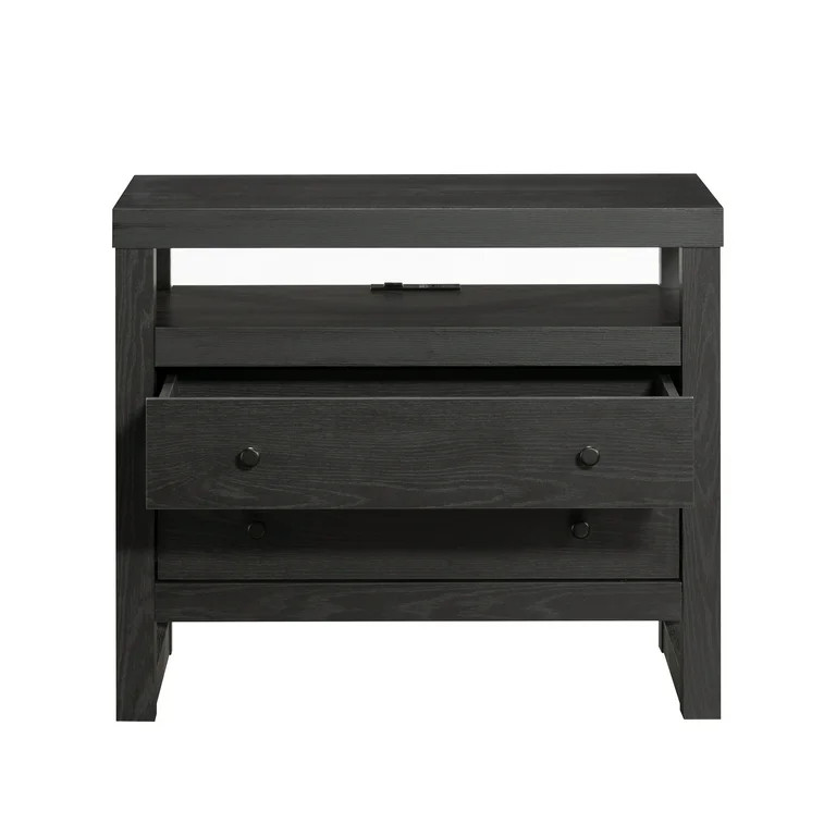 Better Homes & Gardens Ezra 2-Drawer Nightstand, Rich Black Finish | Walmart (US)