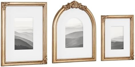 Kate and Laurel Arendahl Three-Piece Picture Frame Set, Antique Gold, Set of 3, Varying Sizes, Vi... | Amazon (US)