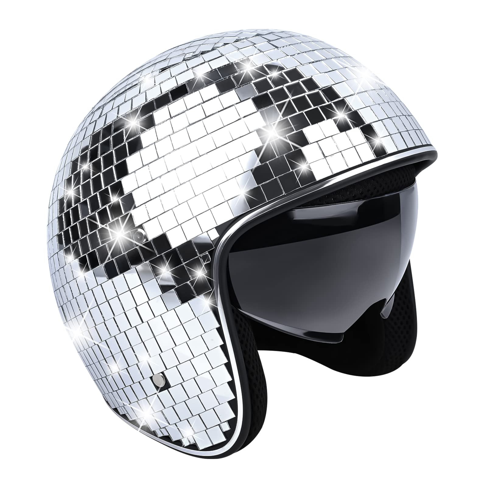 Disco Helmet with Retractable Visor Glitter Mirror Glass Punk Costume Hat for Bar DJ Club Party | Amazon (US)