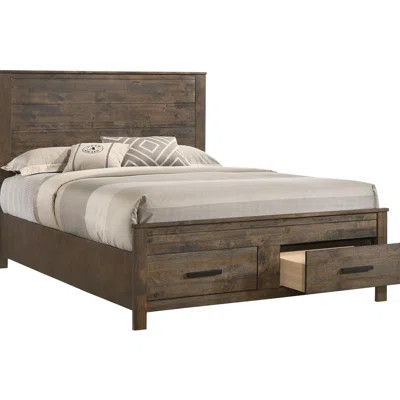 Style Rustic Queen Bed With Solid Wood And Storage In Brown Quality Construction | Wayfair North America