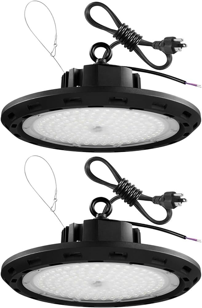 LED High Bay Light, 2 Pack 150W 22500Lm 1-10V Dimmable UFO Shop Light 5000K Daylight White, IP65 ... | Amazon (US)