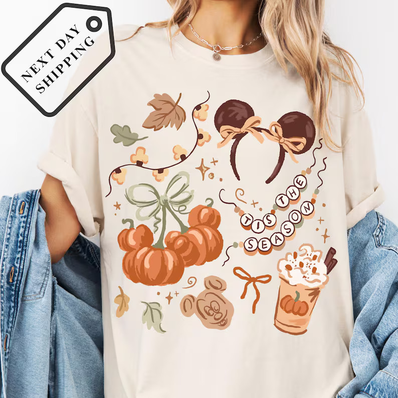 Comfort Colors® Disney Halloween Tis the Season Shirt, Coquette Bow Mickey Pumpkin Tee, Disney F... | Etsy (US)