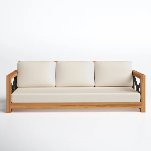 Drye Teak Patio Sofa with Cushions | Wayfair North America
