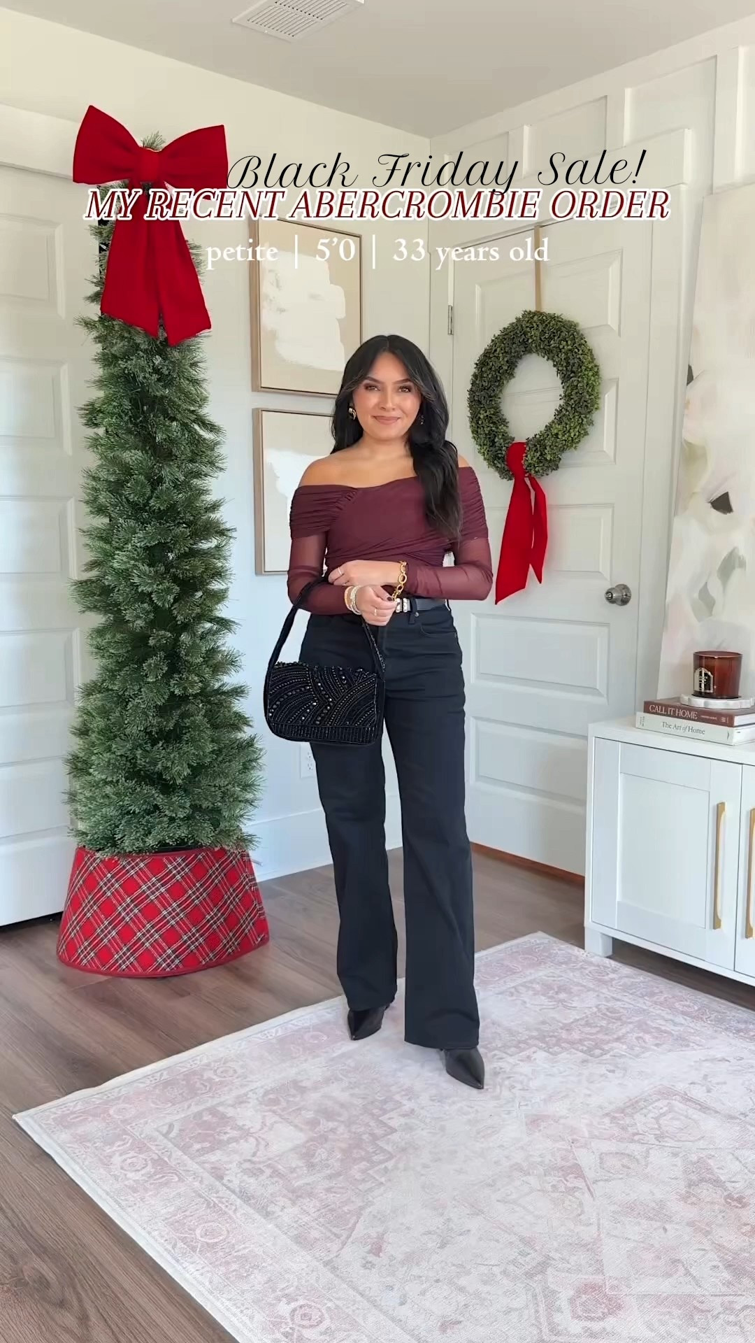 Abercrombie Black Friday Sale! Use code CYBERAF for an extra 15% off! 
For reference: I’m 5’0, 32b bra size, and 2/26 in bottoms, pear shaped. 
*Everything I share is unaltered! TTS means true to size. Between size 5-6.6 in shoes

Burgundy red wine off the shoulder wrap bodysuit size xs TTS
Black belt size xs TTS
90’s relaxed jean size 26 short TTS
Black leather boots size 5.5 TTS

Black faux fur coat size xxs TTS
Vivid red cardigan size xs TTS
Scarlett sequin mini skort size xs regular TTS
Black tights size small TTS
Black platform heels size 5 TTS

Brown herringbone classic suiting blazer size xxs regular TTS
Sand tan crew cardigan size xs TTS
Dark coffee bootcut pants size 26 short TTS
Brown leather boots size 5.5 TTS


Light brown tan mini sweater dress size xs petite TTS
Long sleeve tee size xs regular TTS
Dark Coffee coat size xs petite TTS
Brown waterproof boots size 6 TTS

Dark coffee brown wide leg sweatpant size xs short TTS
Sweatshirt is sold out but i linked similar options
Uggs boots size 5 TTS
Camel coat size xs petite TTS




abercrombie black friday
abercrombie sale
abercrombie outfits
holiday outfits
petite holiday outfits
petite workwear
abercrombie coats
abercrombie loungewear
black friday deals
winter outfits petite
workwear outfits
holiday party outfits
petite 5’0 outfits
winter coats women
abercrombie try on
Rachel Miranda Blog
Honeysweetpetite
Cyber monday
Black friday


Comment SHOP below to receive a DM with the link to this post on my LTK ⬇ https://liketk.it/5AIba #ltksalealert #ltkpetite #ltkholiday

#LTKPetite #LTKGiftGuide #LTKSaleAlert