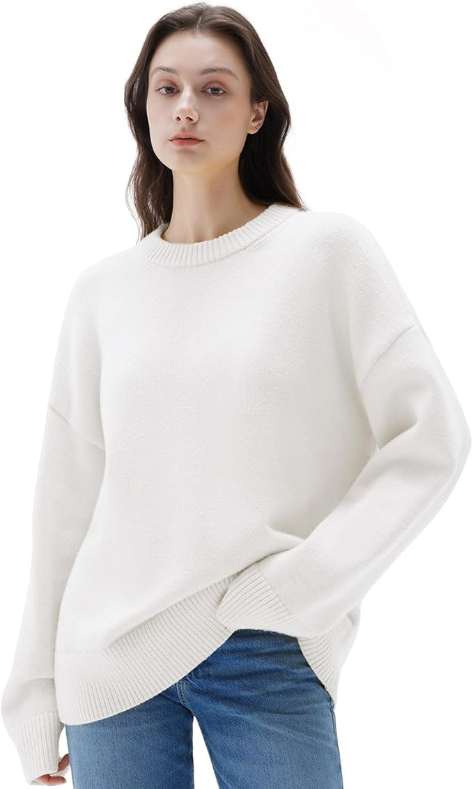 SUUKSESS Women Cashmere Oversized Long Sleeve Pullover Sweater Crew Neck Jumpers | Amazon (US)