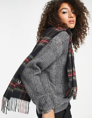 Fred Perry tartan scarf in black | ASOS (Global)