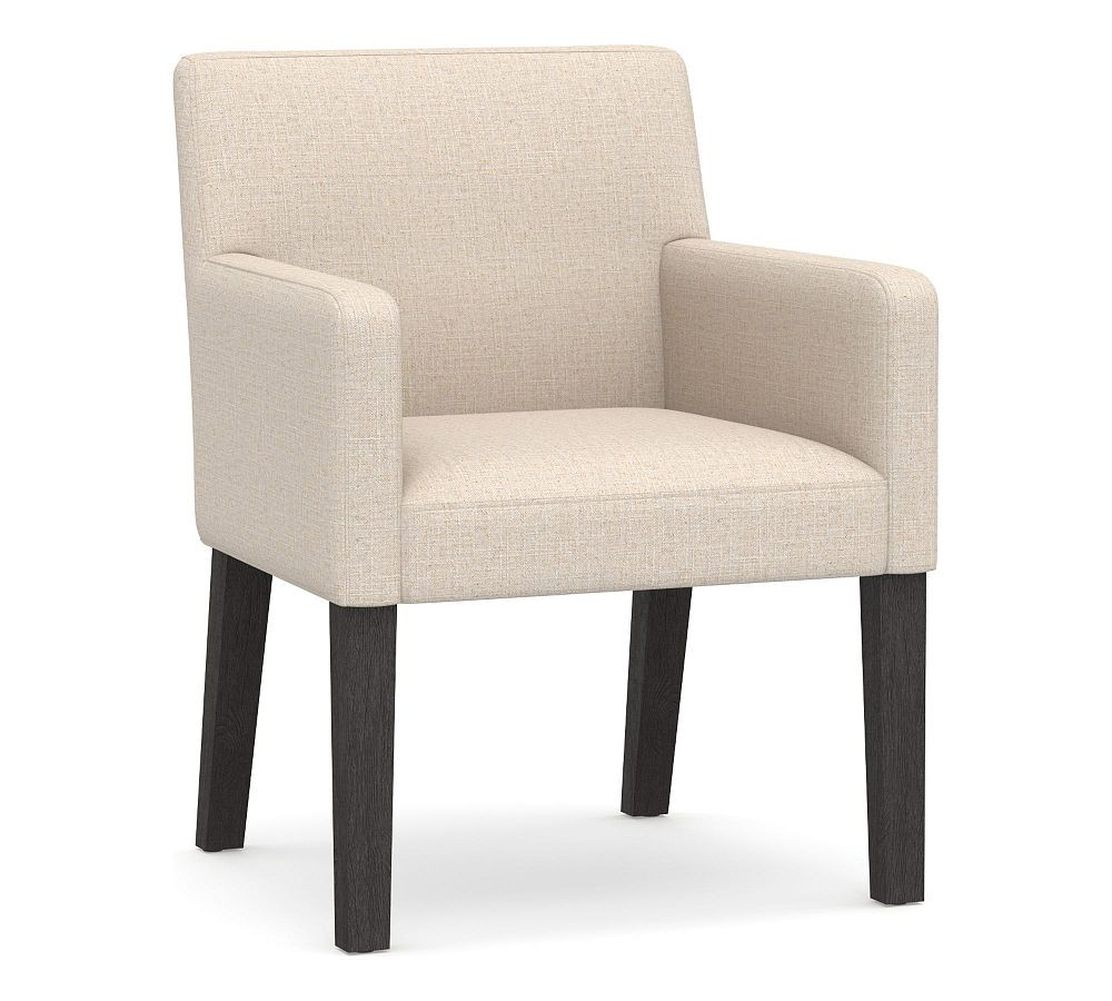 OPEN BOX: Classic Upholstered Dining Armchair, Blackened Oak Legs, Performance Everydaylinen™ O... | Pottery Barn (US)