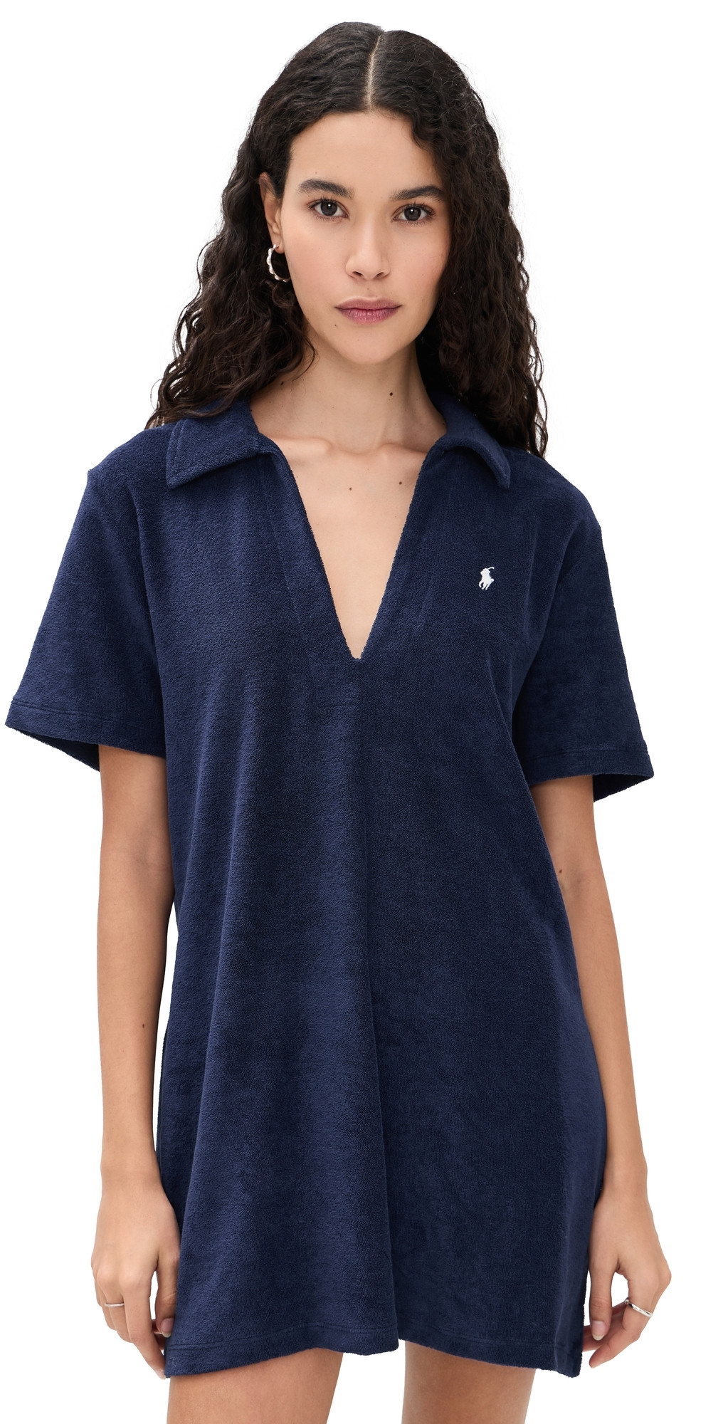 Polo Ralph Lauren Terry Polo Cover Up Dress Navy Blue XS | Shopbop
