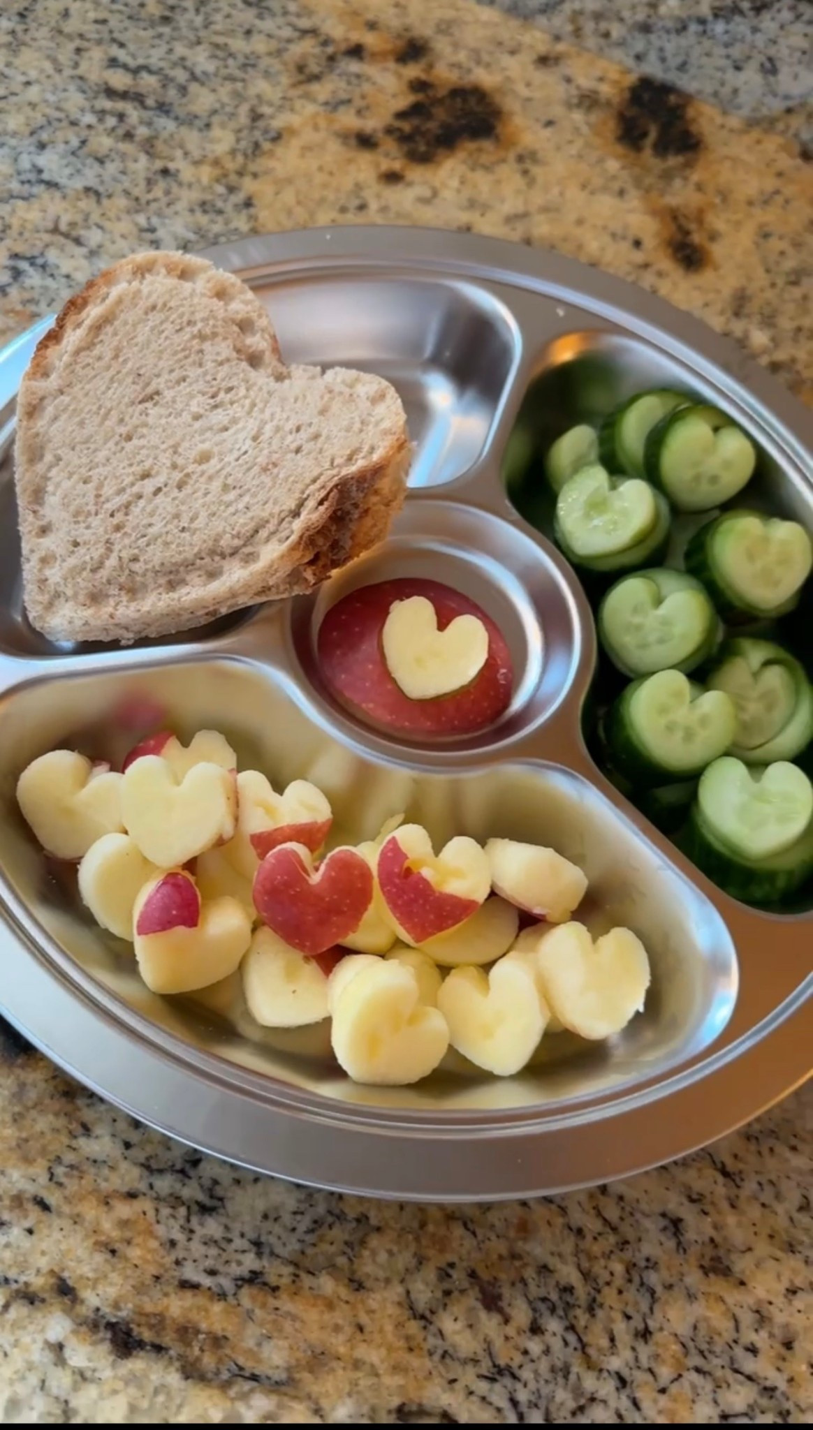 Kids stainless steel divider plates snack tray ideas valentines heart shaped cut outs sandwich cutters lunchbox lunch 

#LTKmomlife #LTKKids #LTKValentine