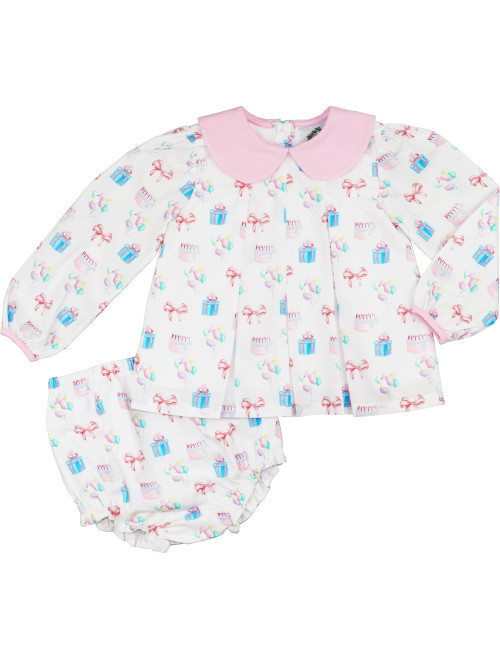 White Pleated Birthday Diaper Set | Cecil and Lou
