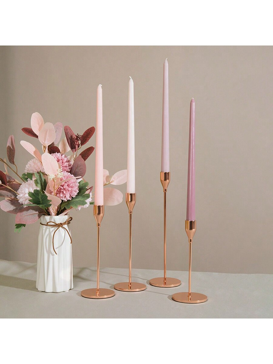 4pcs (A Box) Long-Stem Tapered Gradient Pink And Purple Candles Wedding Banquet Decoration Atmosp... | SHEIN