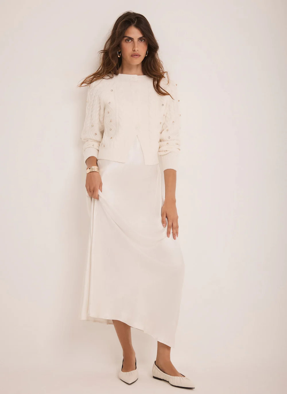 Cream Layered Embellished Jumper Maxi Dress | Mint Velvet