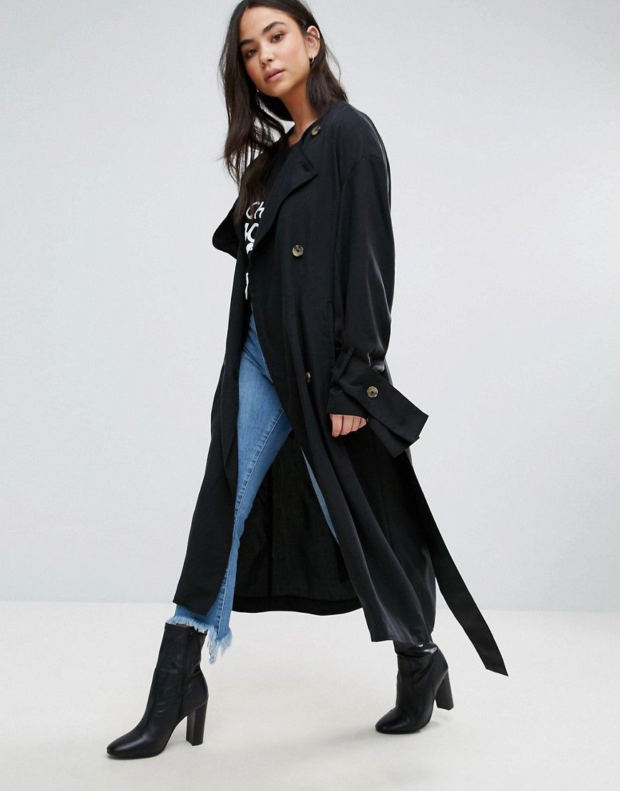Cheap Monday Flavor Tie Sleeve Trench - Black | ASOS US